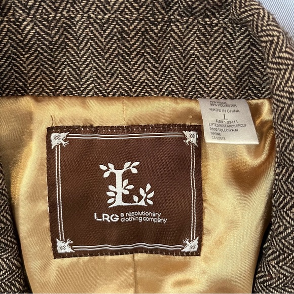 LRG Vintage Style Herringbone Tweed Academia Patch Blazer - Picture 10 of 11